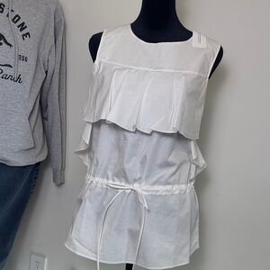 Banana Republic White Ruffle Sleeveless Blouse Size XS NWT